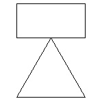 Triángulo y rectángulo encima